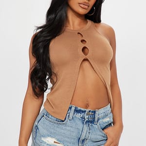 Hottest Hour Mesh Top - Khaki