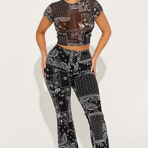 Might Go Mesh Pant Set - Black/combo