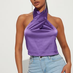 Out For Dinner Satin Top - Purple