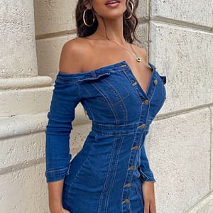 Start Your Engines Denim Dress - Medium Wash