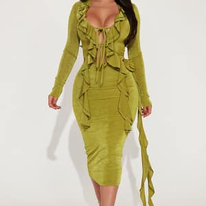 Sweet As Can Be Skirt Set - Chartreuse