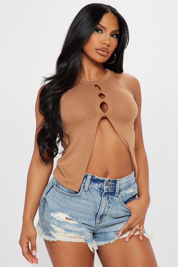 Hottest Hour Mesh Top - Khaki