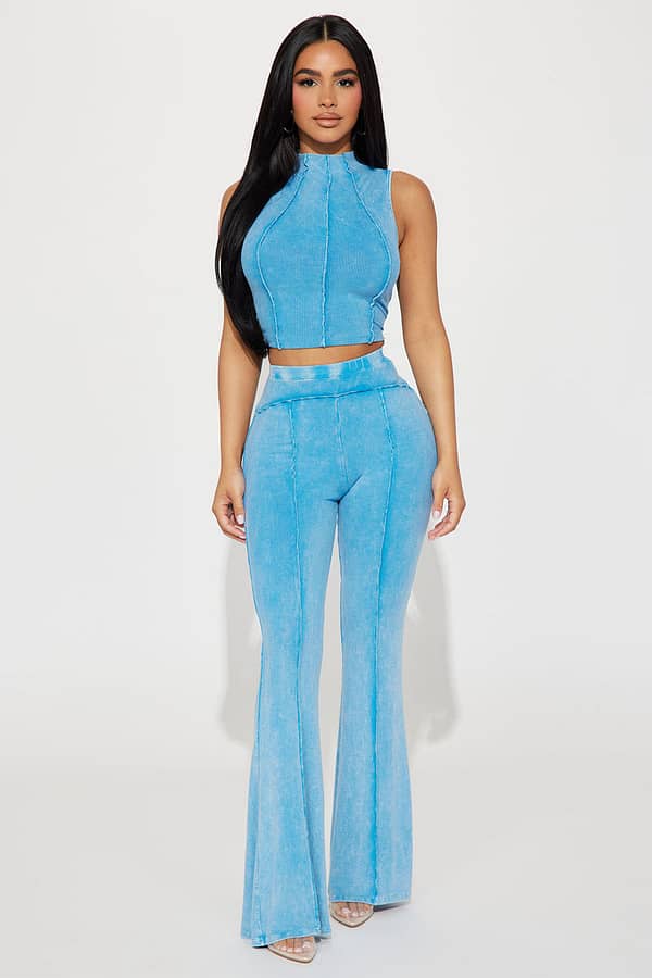New Friend Mineral Wash Pant Set - Blue