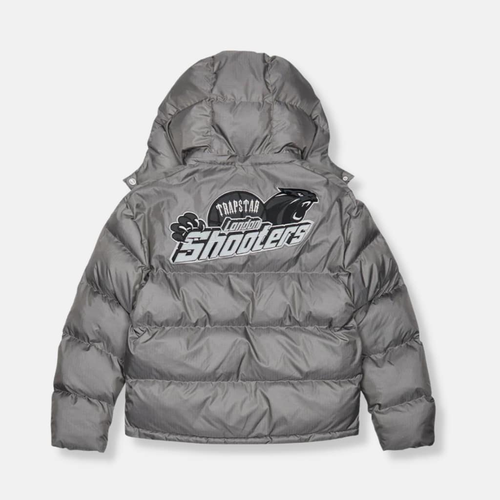 Trapstar Shooters Hooded Puffer Jacket Grey / Reflective Dripscan